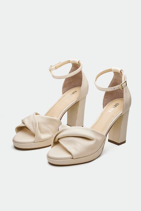 Oroh Beige Ankle Strap Heels