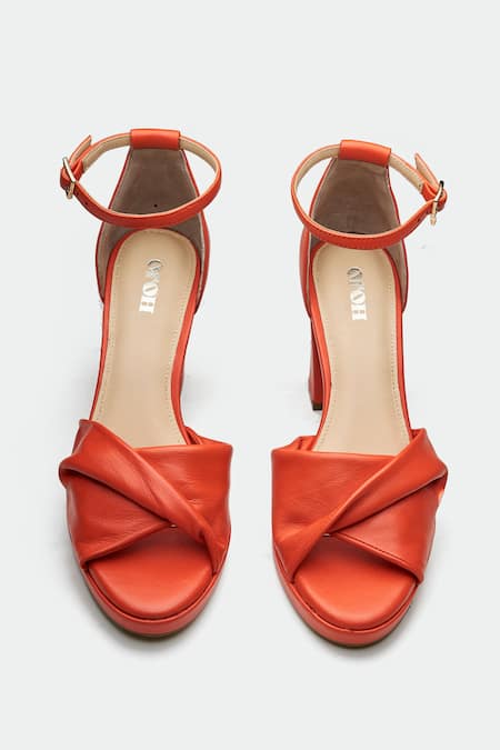 Oroh Orange Luton Genuine Leather Heels at Aza Fashions Oroh_Orange Luton Genuine Leather Heels _at_Aza_Fashions