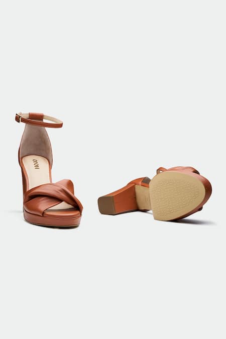 Shop Oroh Brown Genuine Leather Heels at Aza Fashions Shop_Oroh_Brown Genuine Leather Heels _at_Aza_Fashions
