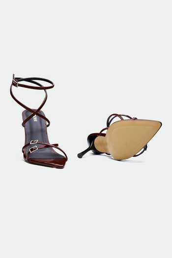 Buy_Oroh_Maroon Buckles Strappy Heels _Online_at_Aza_Fashions