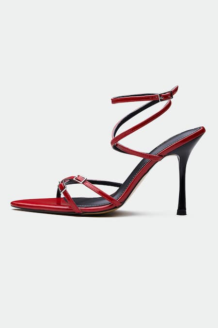 Oroh_Red Buckles Strappy Heels _Online_at_Aza_Fashions