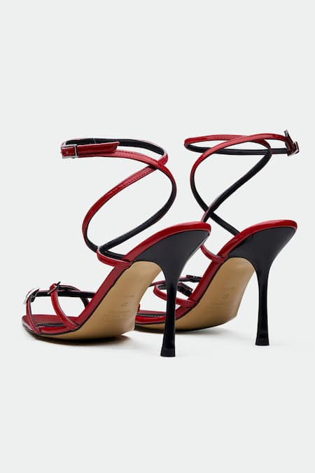 Buy_Oroh_Red Buckles Strappy Heels _Online_at_Aza_Fashions
