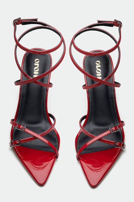 Oroh_Red Buckles Strappy Heels _at_Aza_Fashions