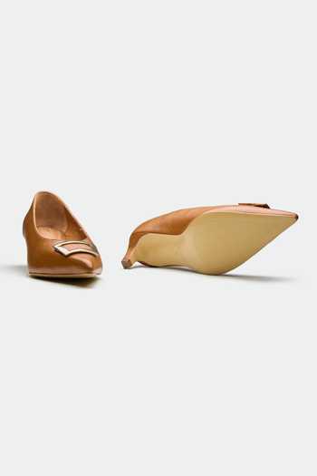 Shop Oroh Brown Buckles Genuine Leather Heels at Aza Fashions Shop_Oroh_Brown Buckles Genuine Leather Heels _at_Aza_Fashions