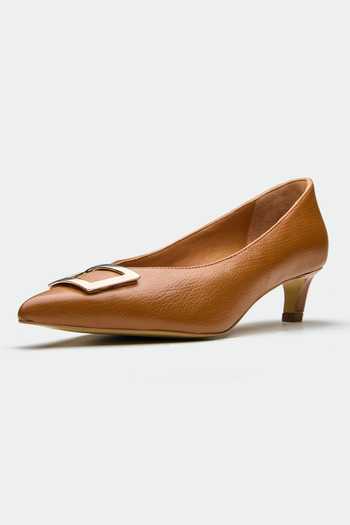 Shop Oroh Brown Buckles Genuine Leather Heels Online at Aza Fashions Shop_Oroh_Brown Buckles Genuine Leather Heels _Online_at_Aza_Fashions
