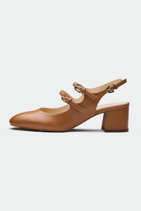 Oroh_Brown Genuine Leather Heels _Online_at_Aza_Fashions
