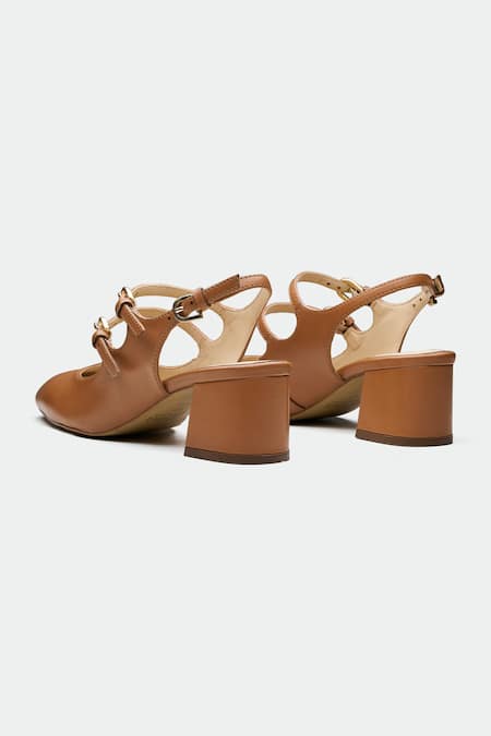 Buy_Oroh_Brown Genuine Leather Heels _Online_at_Aza_Fashions
