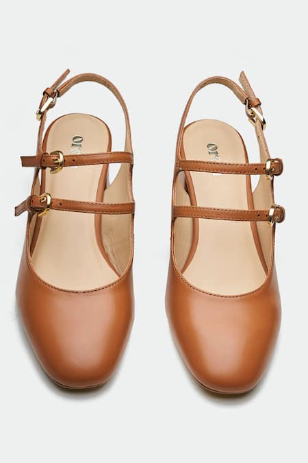 Oroh_Brown Genuine Leather Heels _at_Aza_Fashions