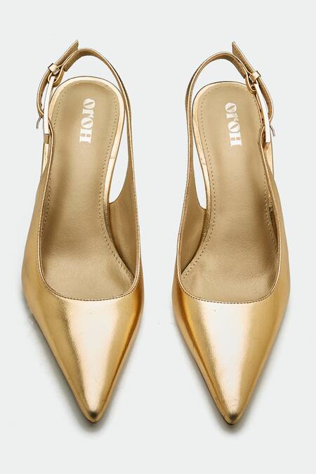 Oroh_Gold Designer Oxford Heels _at_Aza_Fashions