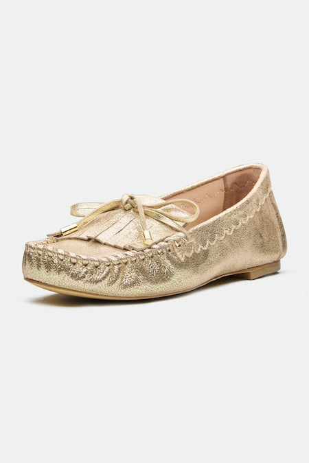 Shop Oroh Gold Genuine Leather Northampton Flats Online at Aza Fashions Shop_Oroh_Gold Genuine Leather Northampton Flats _Online_at_Aza_Fashions