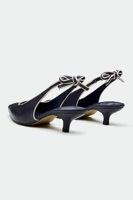 Shop Oroh Navy Bows Blue Designer Heels Online at Aza Fashions Shop_Oroh_Navy Bows Blue Designer Heels _Online_at_Aza_Fashions