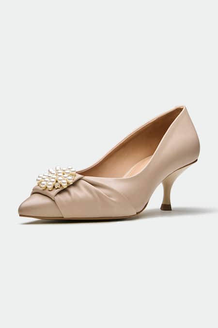 Shop_Oroh_Beige Pearls Embellished Heels _Online_at_Aza_Fashions
