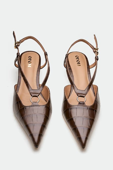 Oroh_Brown Croc Print Heels _at_Aza_Fashions