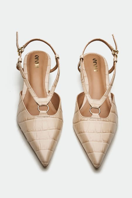 Oroh_Beige Crocodile Print Heels _at_Aza_Fashions