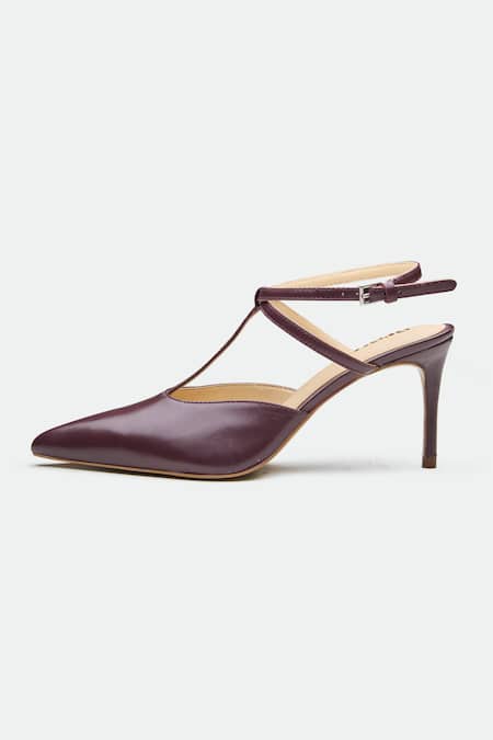 Oroh_Maroon Genuine Leather Heels _Online_at_Aza_Fashions