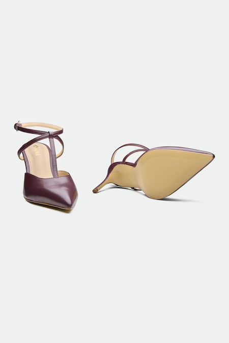 Shop_Oroh_Maroon Genuine Leather Heels _at_Aza_Fashions