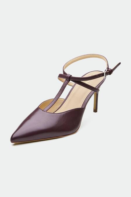 Buy_Oroh_Maroon Genuine Leather Heels _Online_at_Aza_Fashions