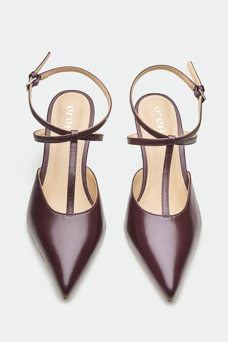 Oroh_Maroon Genuine Leather Heels _at_Aza_Fashions