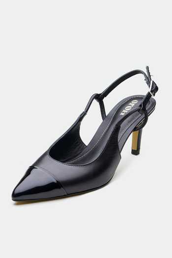 Shop Oroh Black Genuine Leather Slingback Heels Online at Aza Fashions Shop_Oroh_Black Genuine Leather Slingback Heels _Online_at_Aza_Fashions