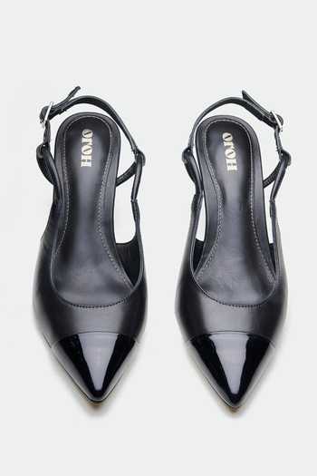 Oroh Black Genuine Leather Slingback Heels at Aza Fashions Oroh_Black Genuine Leather Slingback Heels _at_Aza_Fashions