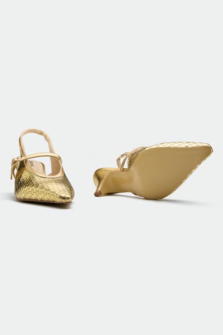 Oroh Gold Designer Slingback Heels 