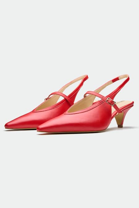 Oroh Red Pointed Toe Slingback Heels