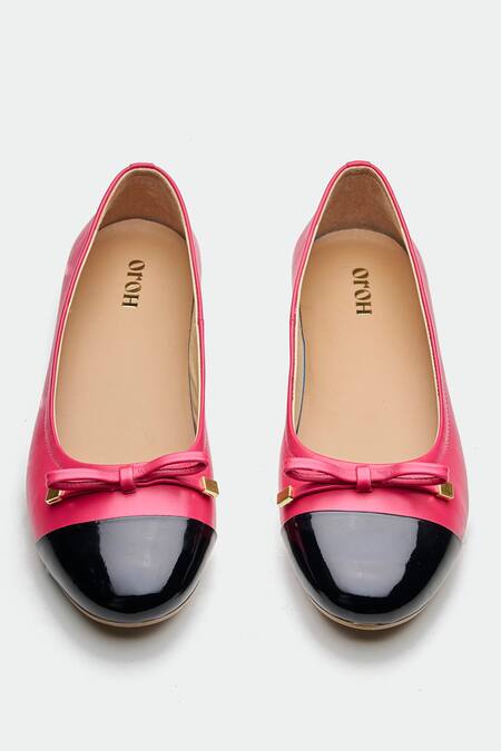 Oroh_Pink Designer Leather Flats _at_Aza_Fashions