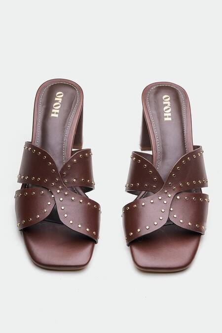 Oroh_Brown Studs Studded Heels _at_Aza_Fashions