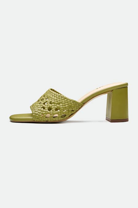 Oroh_Green Woven Heels _Online_at_Aza_Fashions