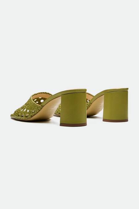 Buy_Oroh_Green Woven Heels _Online_at_Aza_Fashions