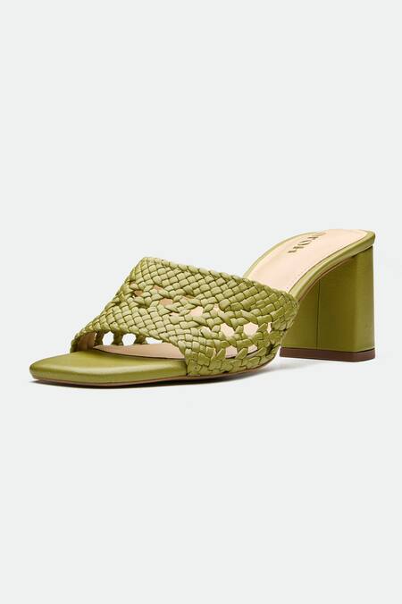 Shop_Oroh_Green Woven Heels _Online_at_Aza_Fashions
