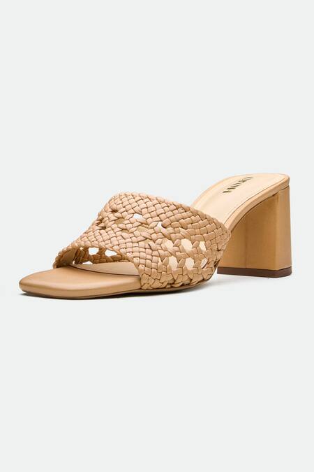 Shop_Oroh_Beige Woven Block Heels _Online_at_Aza_Fashions