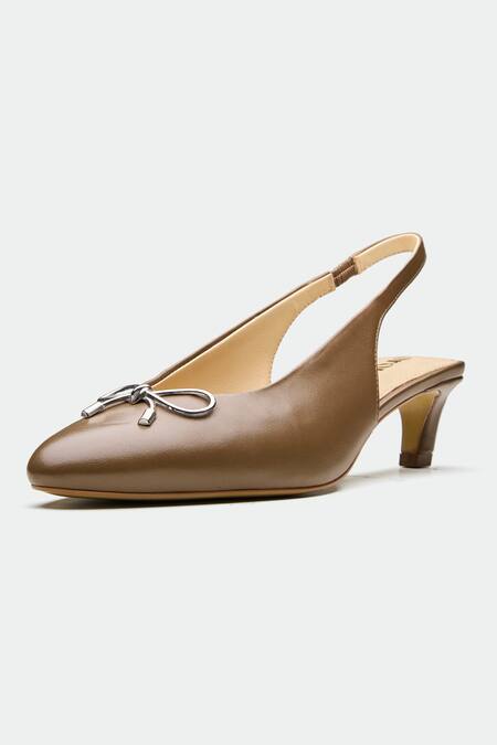 Shop_Oroh_Brown Bows Slingback Heels With Detail _Online_at_Aza_Fashions