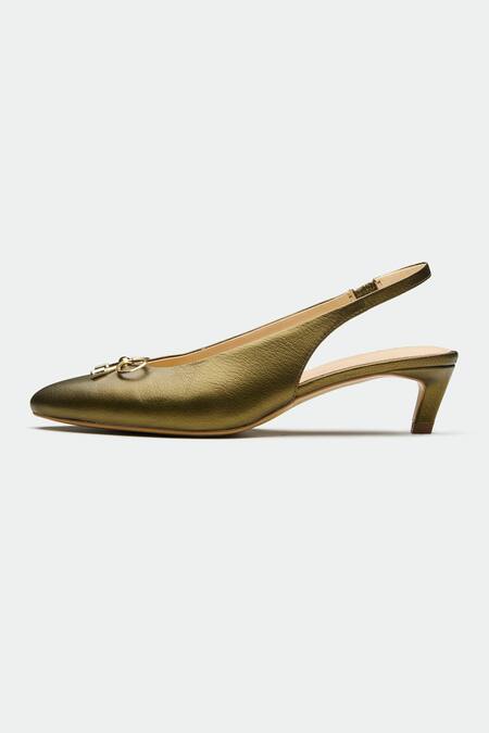 Oroh_Green Bows Designer Slingback Heels _Online_at_Aza_Fashions