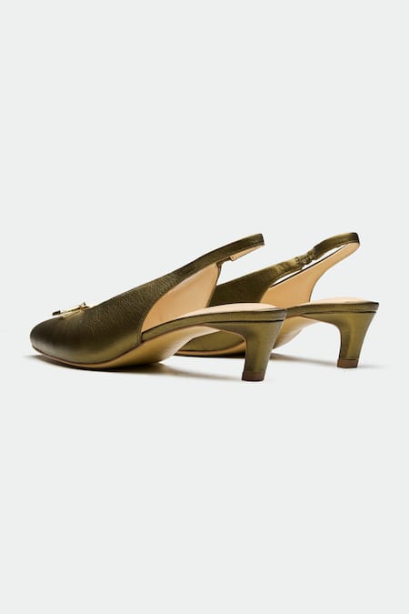 Buy_Oroh_Green Bows Designer Slingback Heels _Online_at_Aza_Fashions
