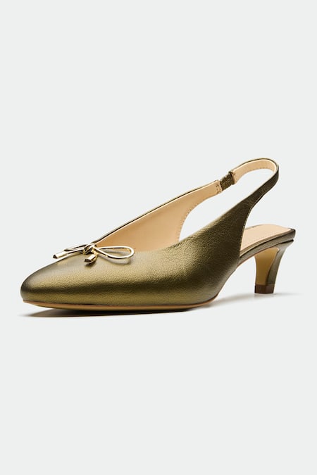 Shop_Oroh_Green Bows Designer Slingback Heels _Online_at_Aza_Fashions