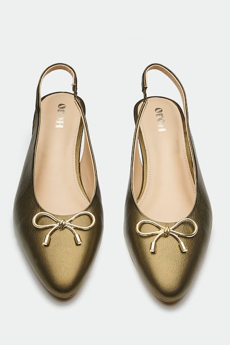 Oroh_Green Bows Designer Slingback Heels _at_Aza_Fashions