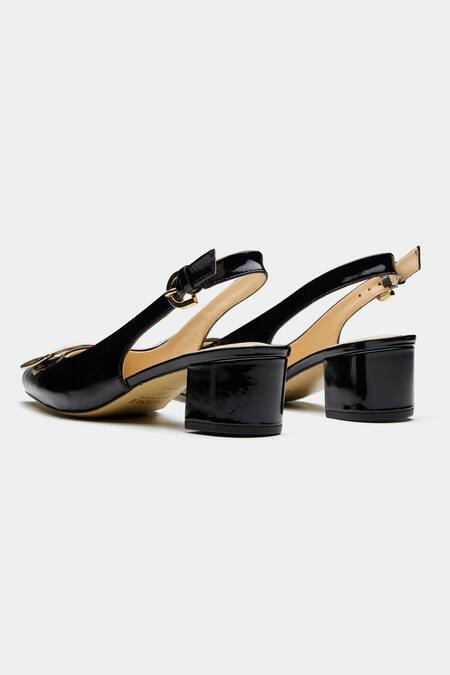 Shop Oroh Black Buckles Derry Slingback Heels Online at Aza Fashions Shop_Oroh_Black Buckles Derry Slingback Heels _Online_at_Aza_Fashions