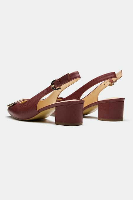 Buy Oroh Maroon Buckles Leather Slingback Heels Online at Aza Fashions Buy_Oroh_Maroon Buckles Leather Slingback Heels _Online_at_Aza_Fashions