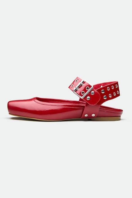 Oroh_Red Designer Gloucester Flats _Online_at_Aza_Fashions
