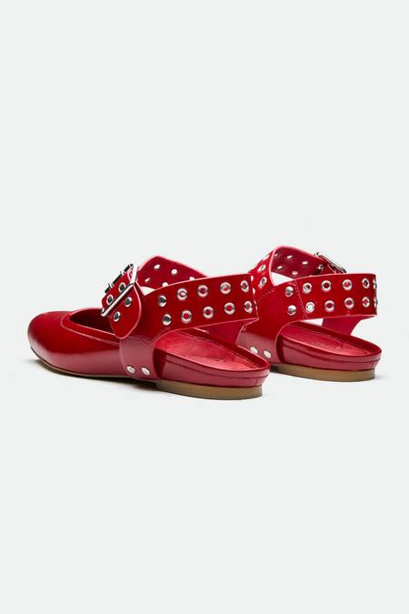 Buy_Oroh_Red Designer Gloucester Flats _Online_at_Aza_Fashions