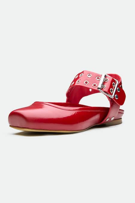Shop_Oroh_Red Designer Gloucester Flats _Online_at_Aza_Fashions