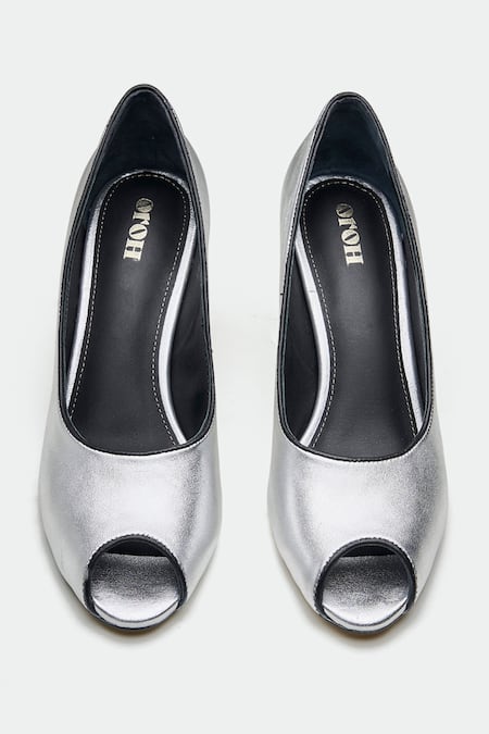Oroh_Silver Open Toe Heels _at_Aza_Fashions