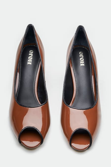 Oroh_Brown Genuine Leather Heels _at_Aza_Fashions