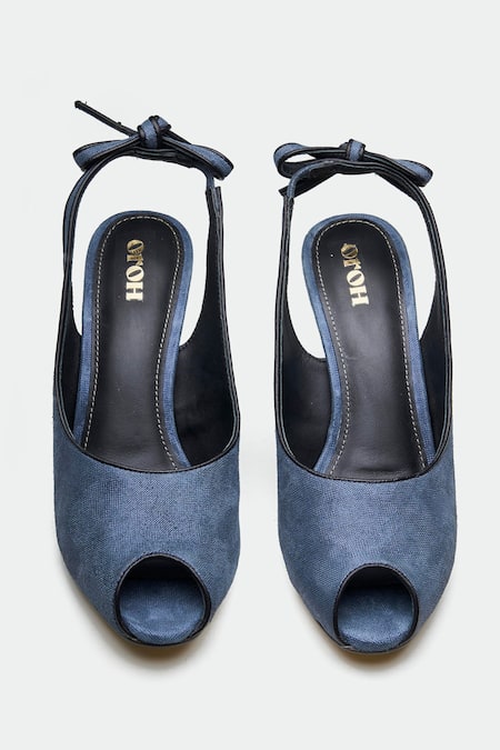 Oroh_Blue Bows Designer Slingback Heels _at_Aza_Fashions