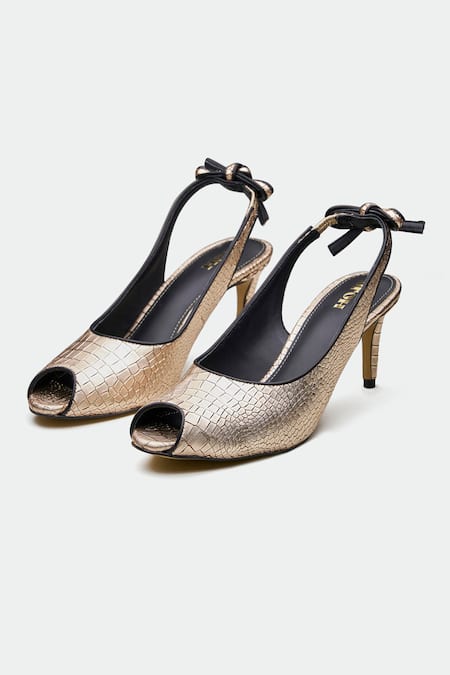 OROH Gold Cracked Leather Heels 