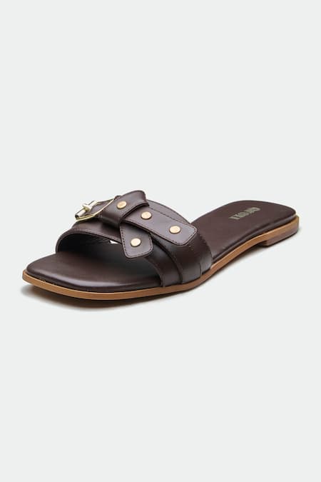 Shop_Oroh_Brown Designer Manchester Flats _Online_at_Aza_Fashions