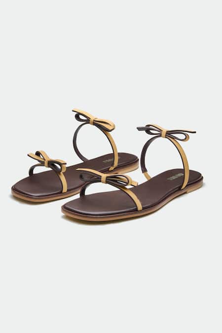 OROH Brown Designer Bow Flats 