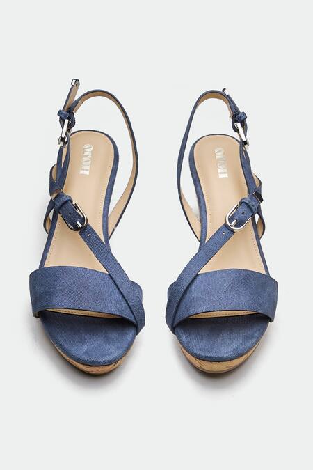 Oroh Blue Dundee Genuine Leather Wedges at Aza Fashions Oroh_Blue Dundee Genuine Leather Wedges _at_Aza_Fashions