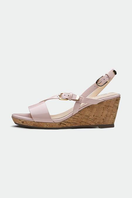 Oroh_Pink Genuine Leather Wedge Sandals _Online_at_Aza_Fashions